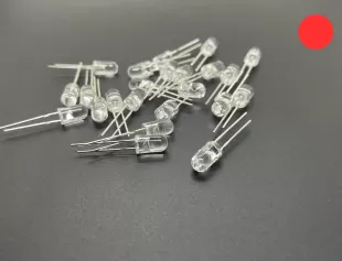 LED 5mm Màu Đỏ Trong Suốt Chân Ngắn Không Viền